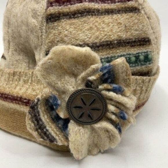 Wiki Wool Works Walking Hat Patch Work Beanie Beige Recycled Wool Women One Size main image 12